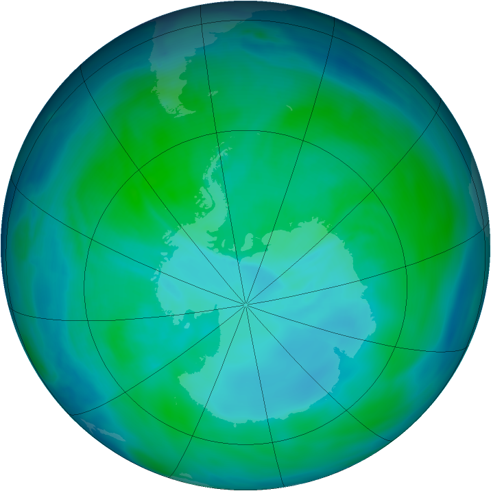 Antarctic ozone map for 26 December 2006